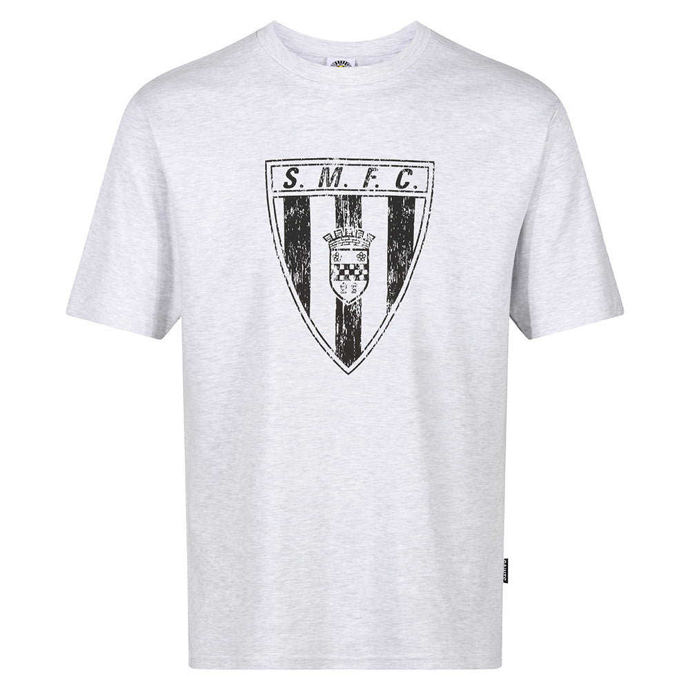 Retro Crest Large Print T-Shirt Grey Marl